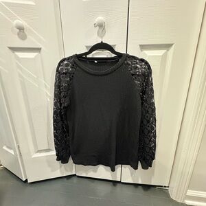 Black long sleeve lace loose fit top